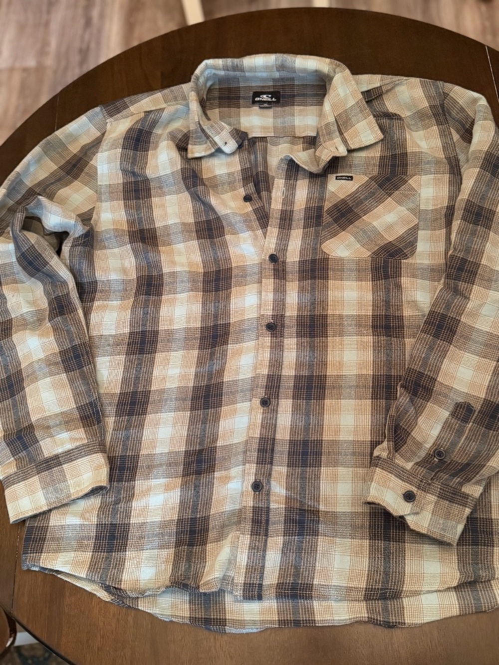 O'Neill Brown & Cream Plaid Casual Button-Down Shirt